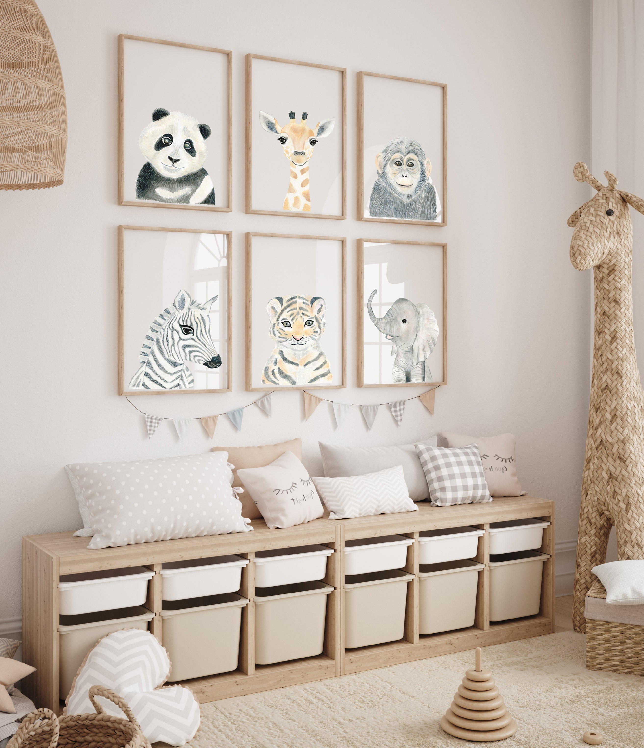Baby Monkey - Safari Animals Nursery - The Small Art Project - Modern Nursery Prints