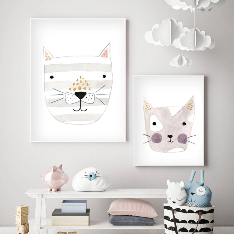 Dusty Rose Kitty - Cat Nursery Wall Art - The Small Art Project