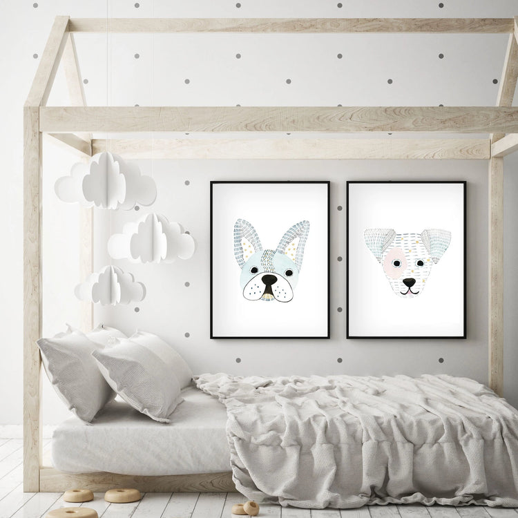 Set of 2 Dogs - Watercolor Nursery wall art - The Small Art Project