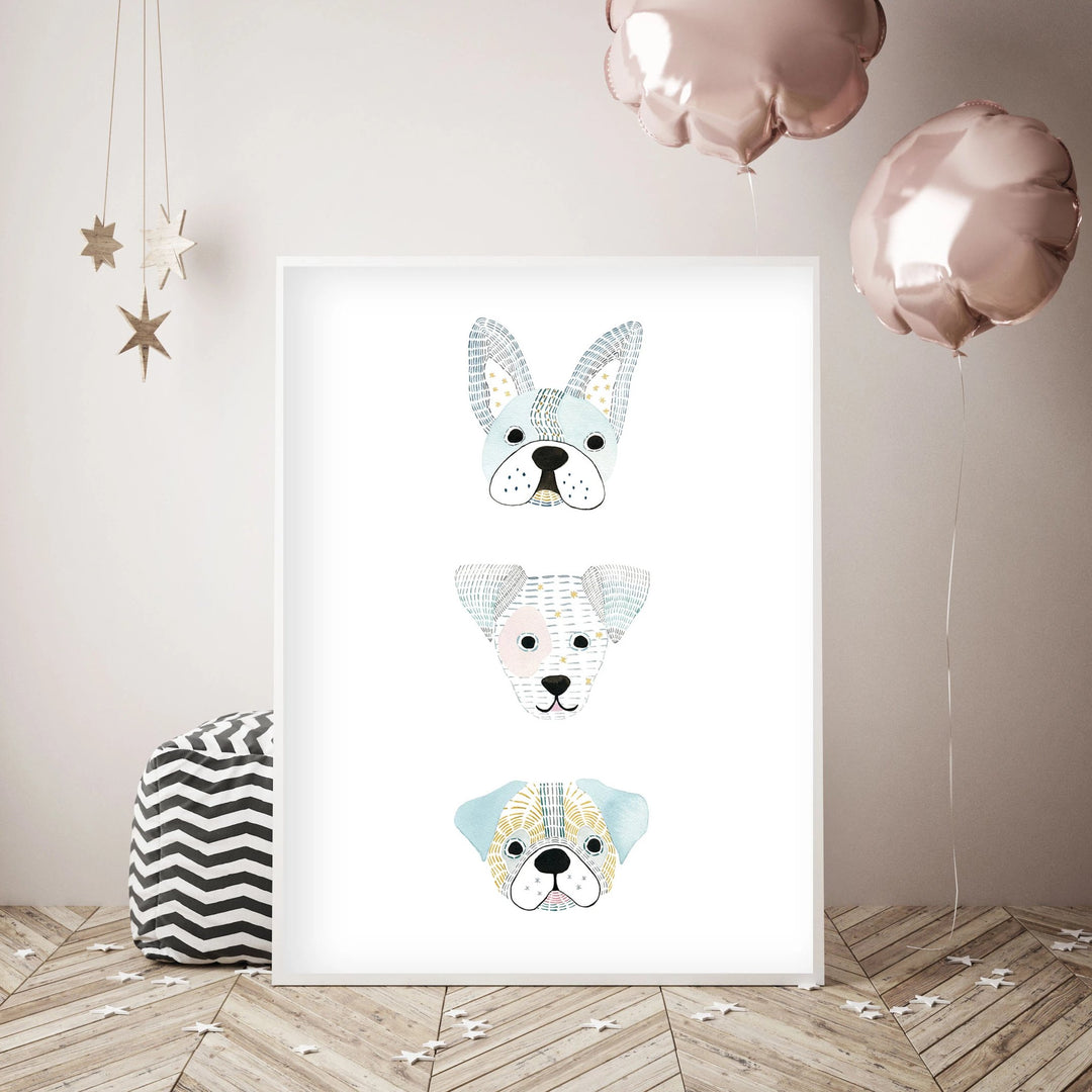 Puppy Friends - Dog Nursery Wall Art - The Small Art Project