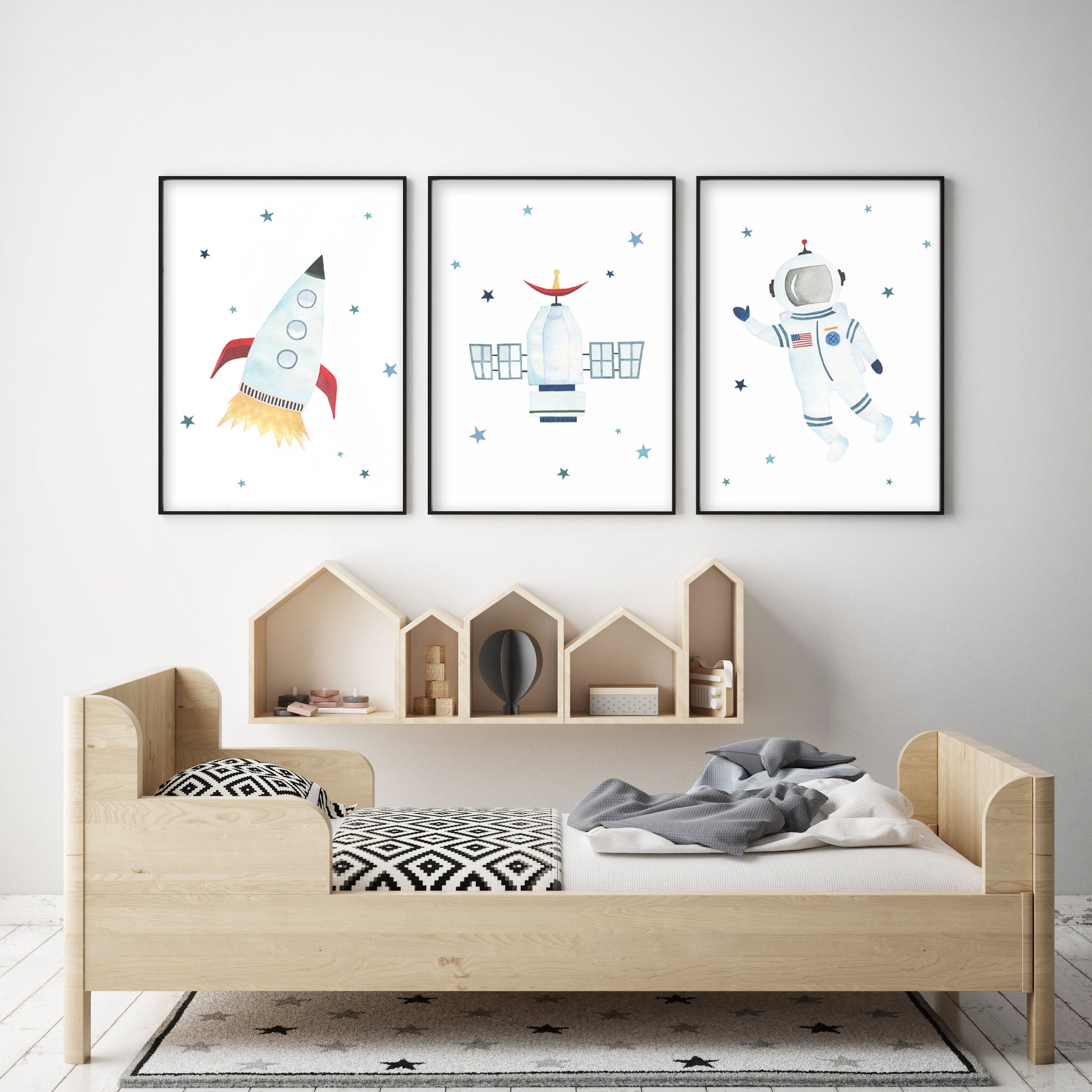 Set of 3 Outer Space Prints - Nursery Wall Art - The Small Art Project - Modern Nursery Prints