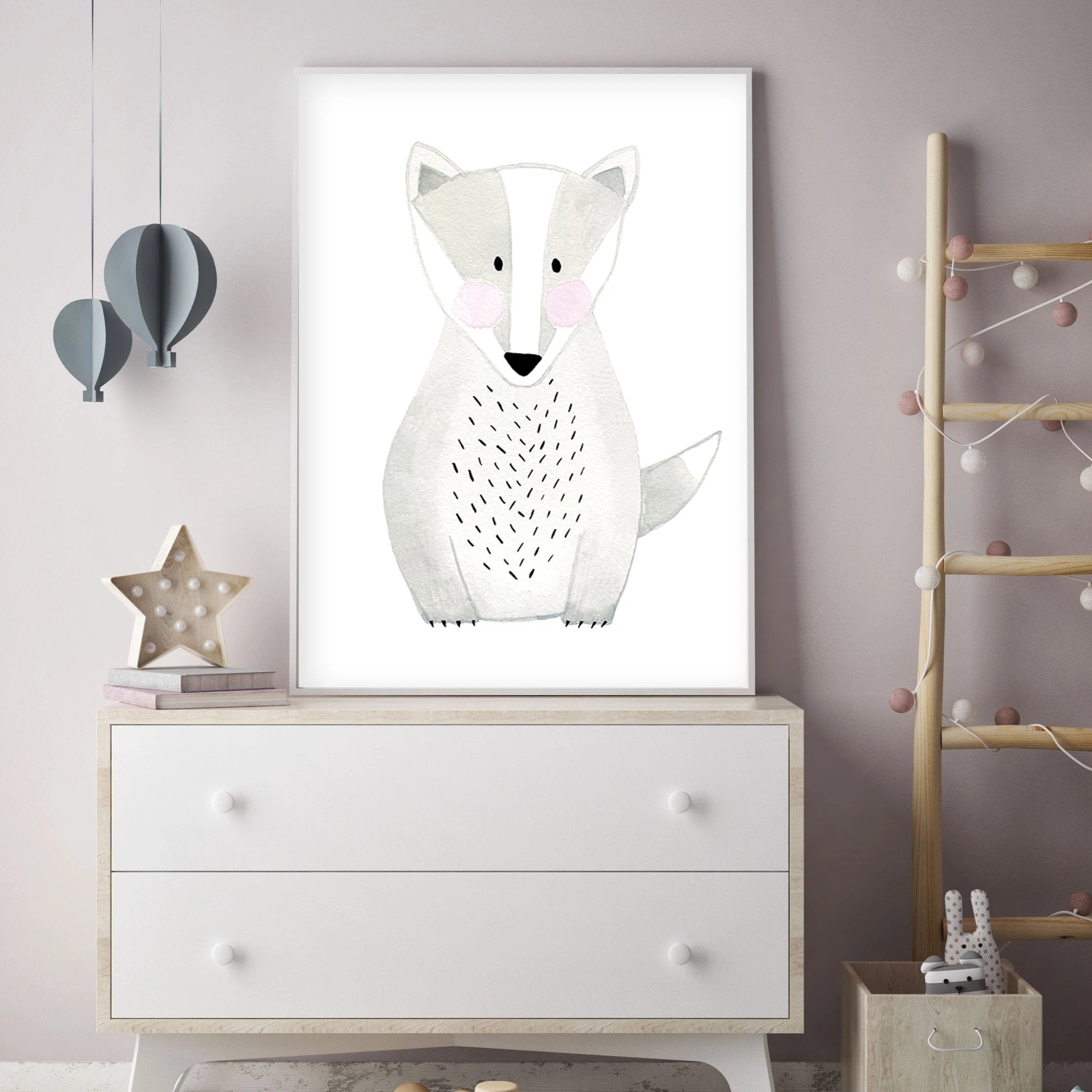 Honey Badger - Woodland Nursery Wall Art - The Small Art Project