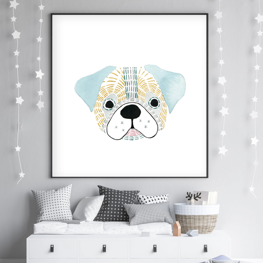 Giuseppe The Pug - Dog Nursery wall art - The Small Art Project
