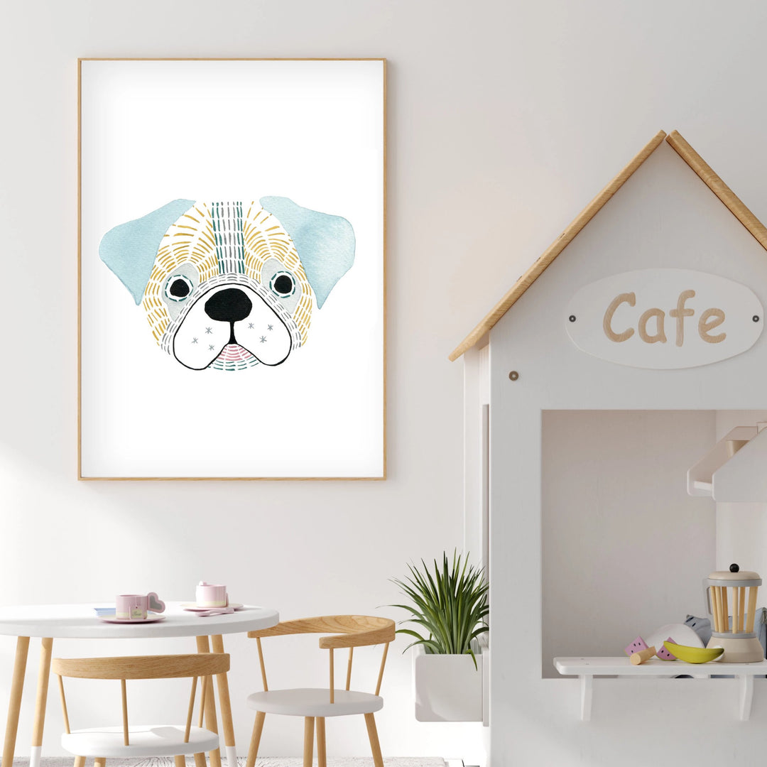 Giuseppe The Pug - Dog Nursery wall art - The Small Art Project