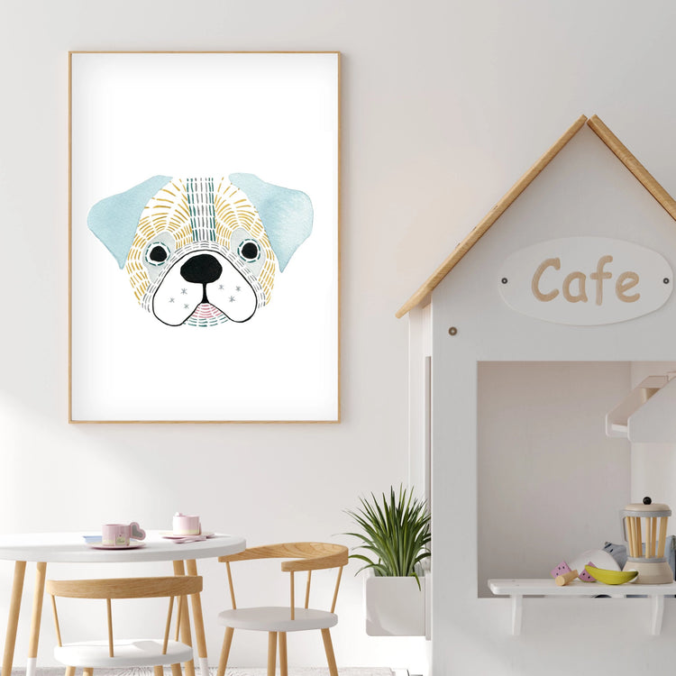 Giuseppe The Pug - Dog Nursery wall art - The Small Art Project