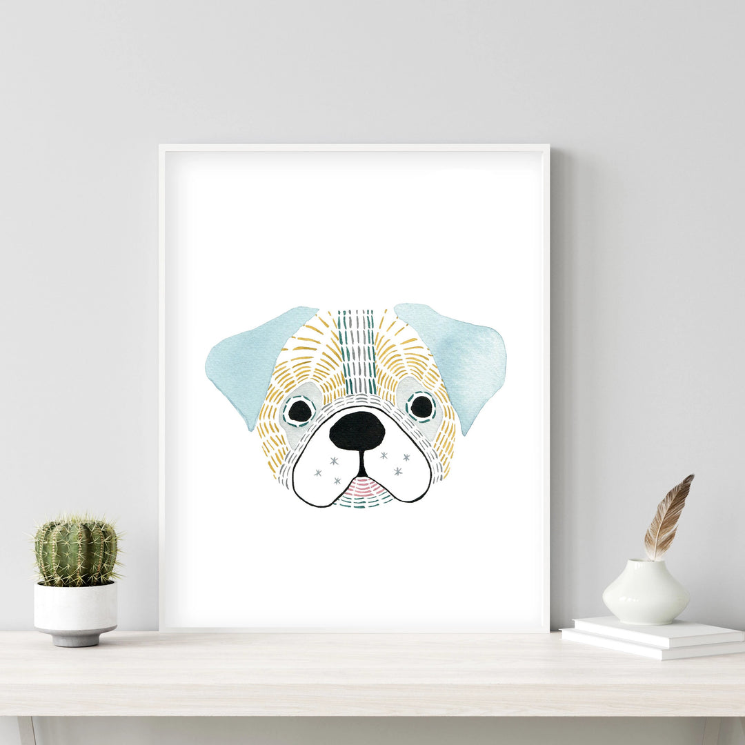 Giuseppe The Pug - Dog Nursery wall art - The Small Art Project
