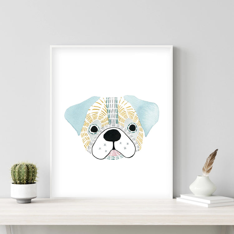 Giuseppe The Pug - Dog Nursery wall art - The Small Art Project