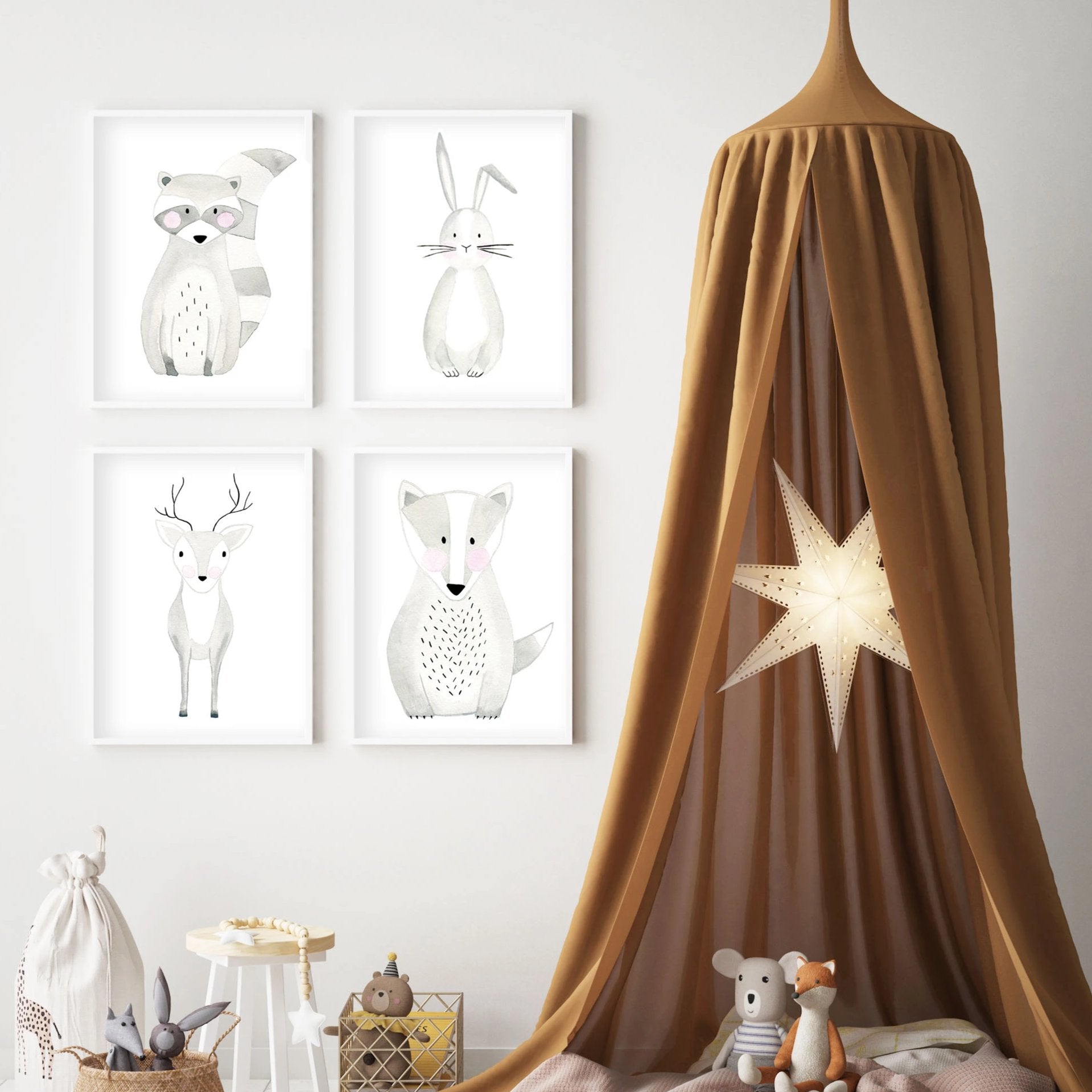 Rocky the Racoon - Woodland Nursery Wall Art - The Small Art Project