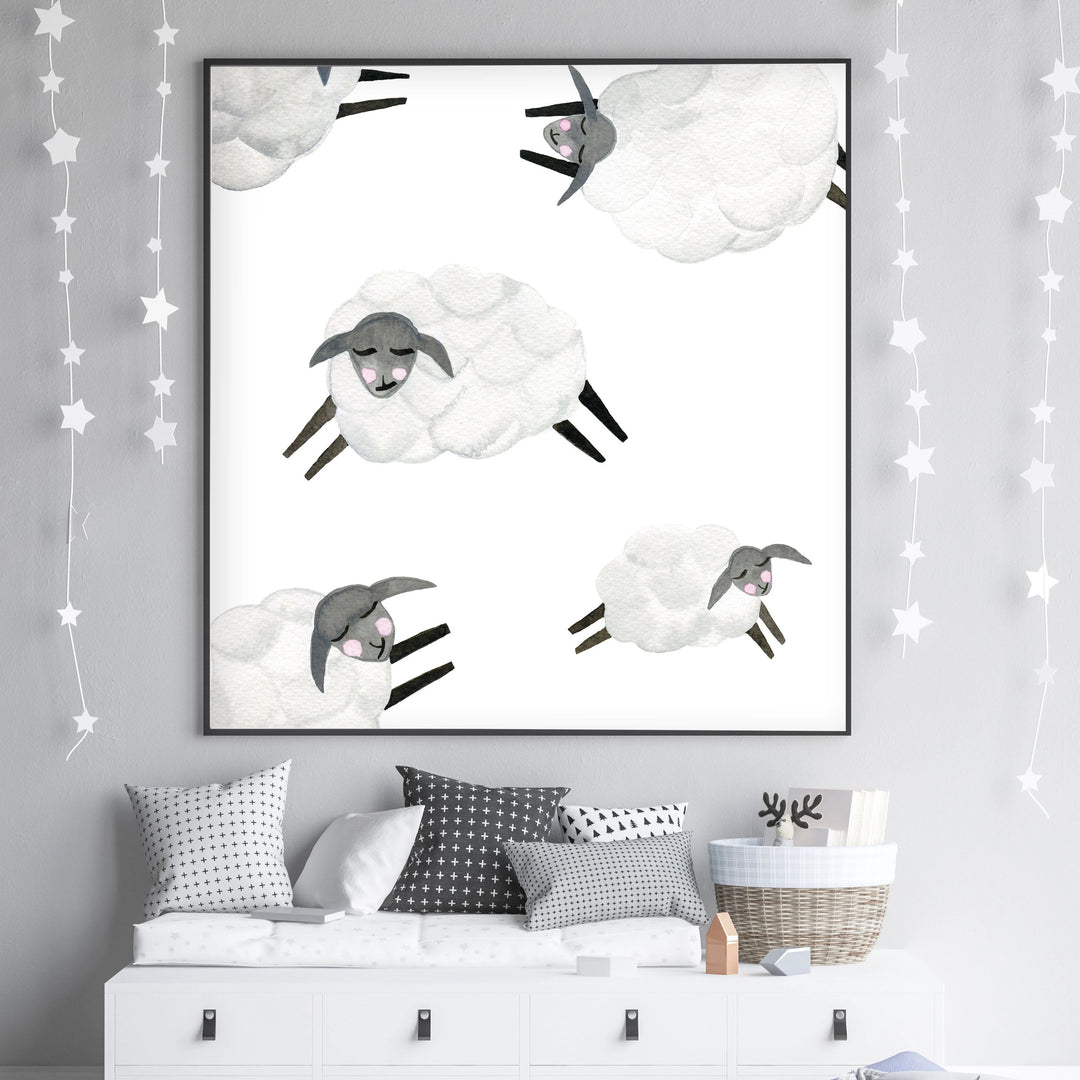 Baby Sheep - Watercolor Nursery Wall Art - The Small Art Project