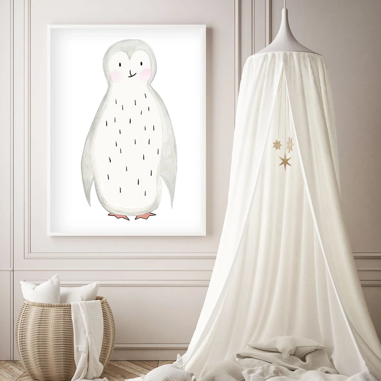 Pippo the Penguin - Watercolor Nursery wall art - The Small Art Project