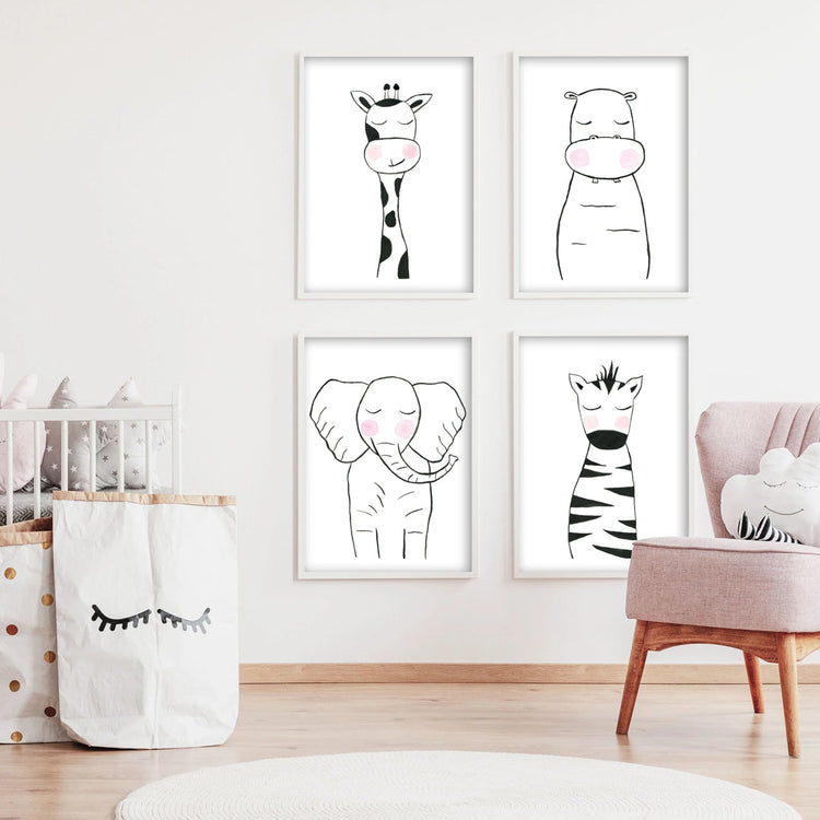 Black & White Elephant - Safari Animals Nursery - The Small Art Project