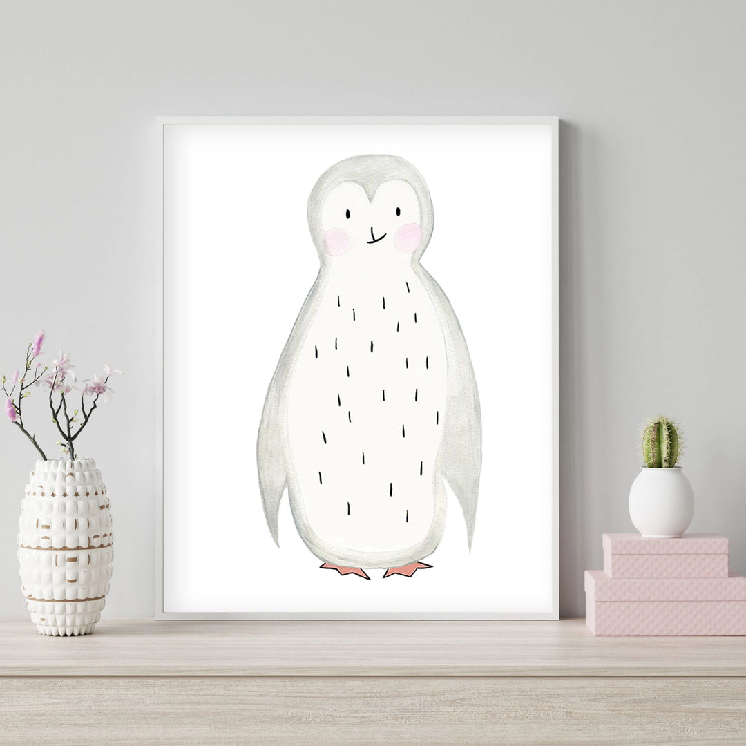 Pippo the Penguin - Watercolor Nursery wall art - The Small Art Project