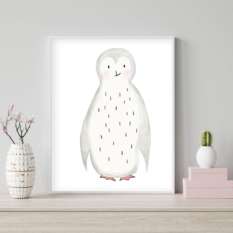 Pippo the Penguin - Watercolor Nursery wall art - The Small Art Project