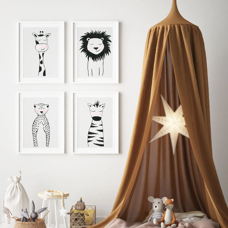 Black & White Cheetah - Safari Animals Nursery - The Small Art Project