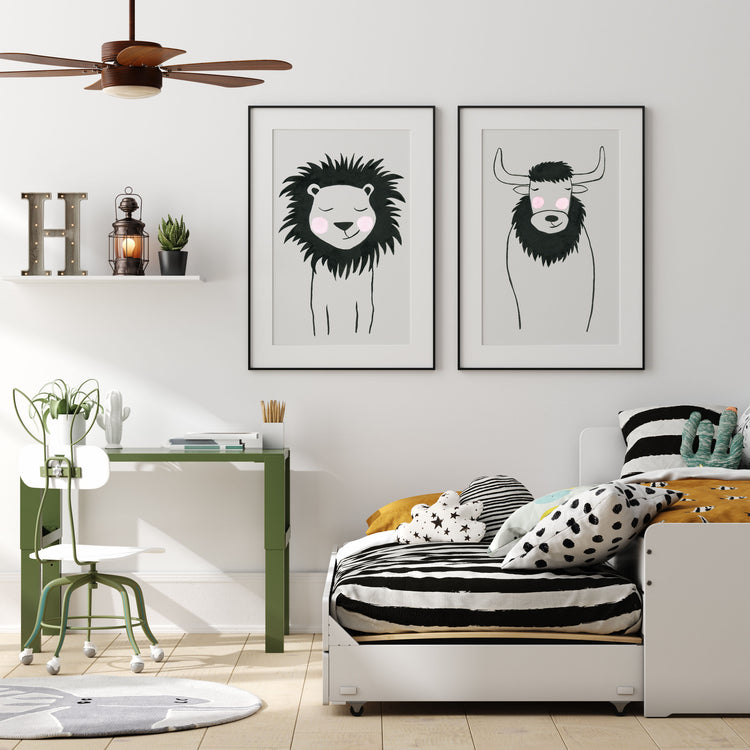 Black & White Bison - Safari Animals Nursery - The Small Art Project