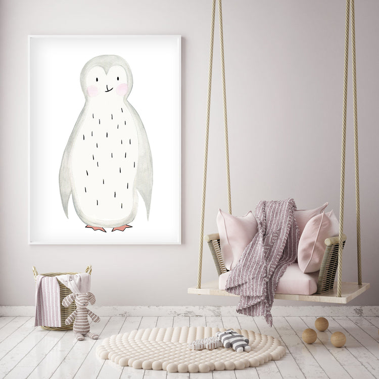 Pippo the Penguin - Watercolor Nursery wall art - The Small Art Project