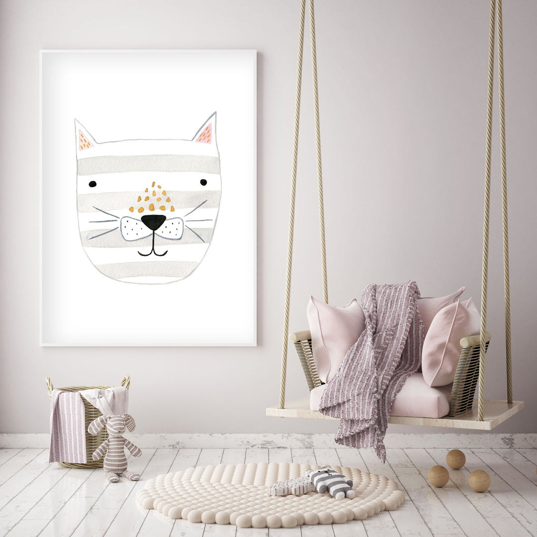 Grey Kitty - Cat Nursery Wall Art - The Small Art Project