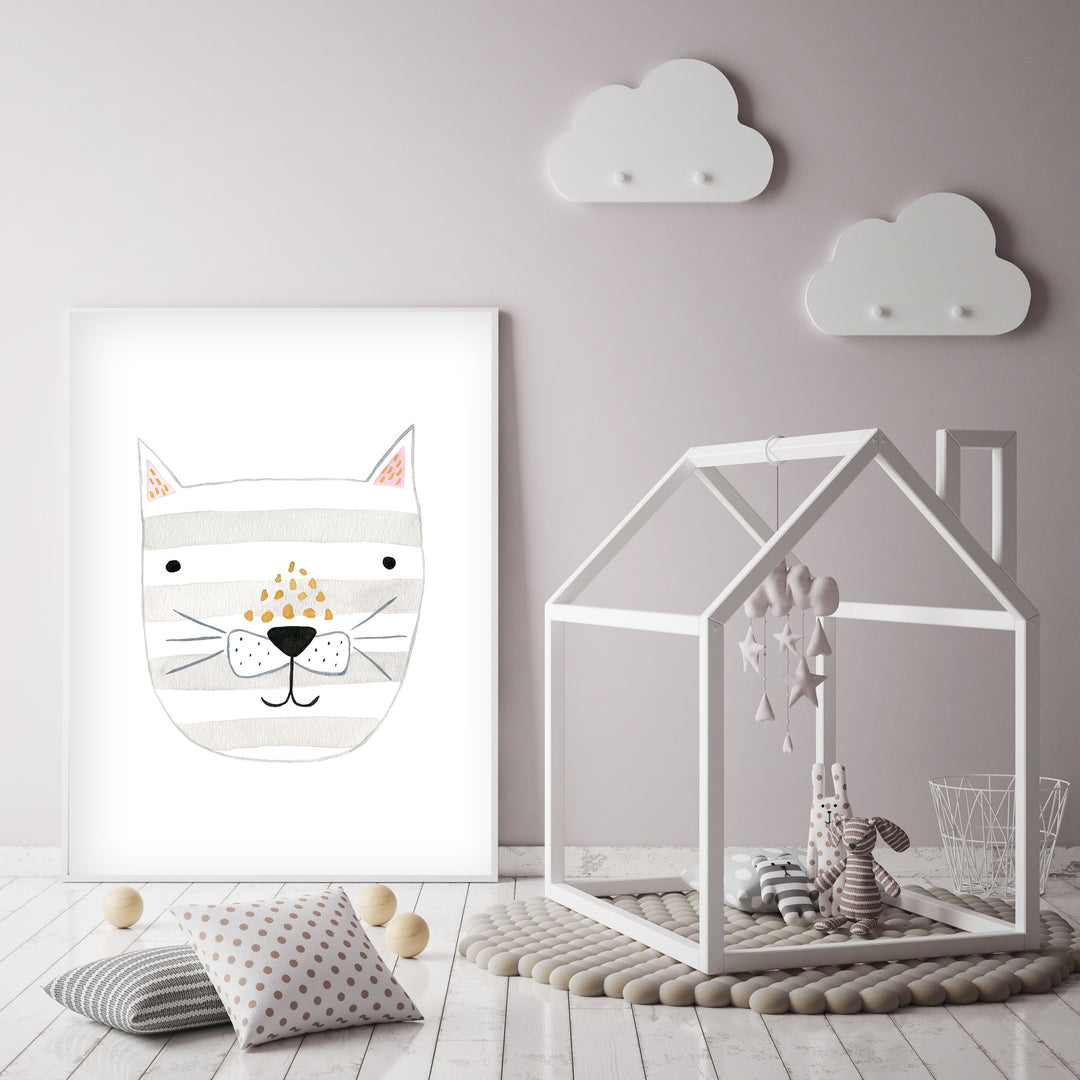 Grey Kitty - Cat Nursery Wall Art - The Small Art Project