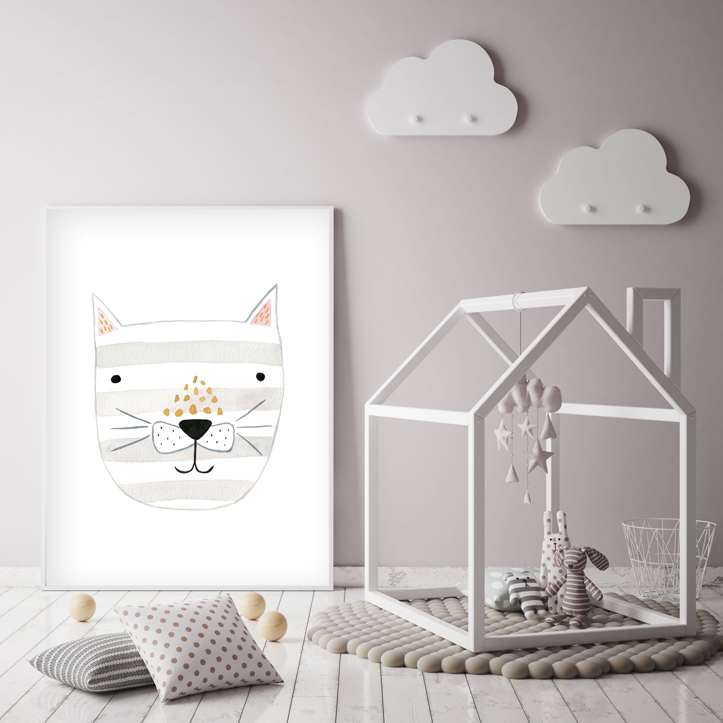 Grey Kitty - Cat Nursery Wall Art - The Small Art Project
