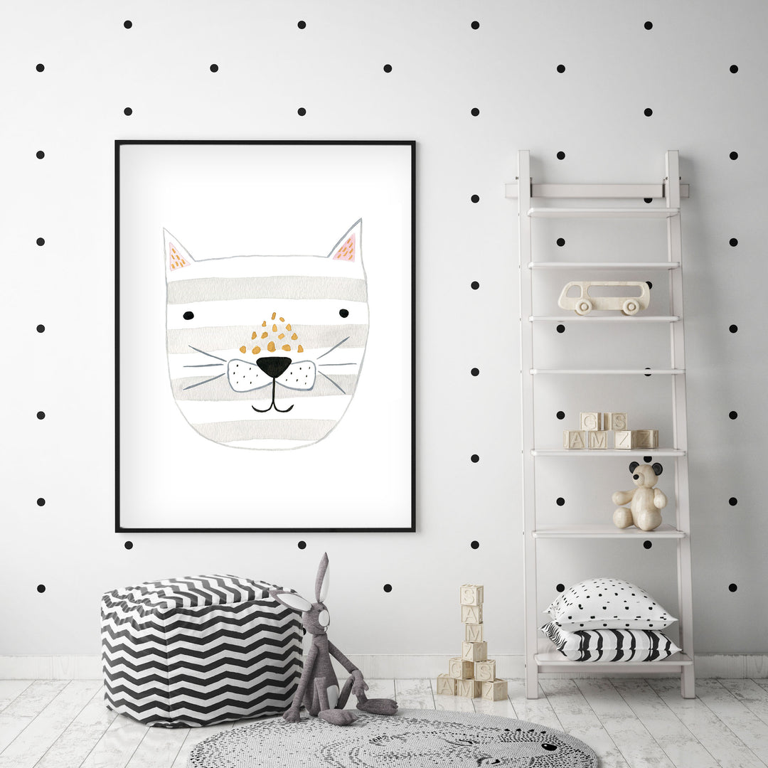 Grey Kitty - Cat Nursery Wall Art - The Small Art Project