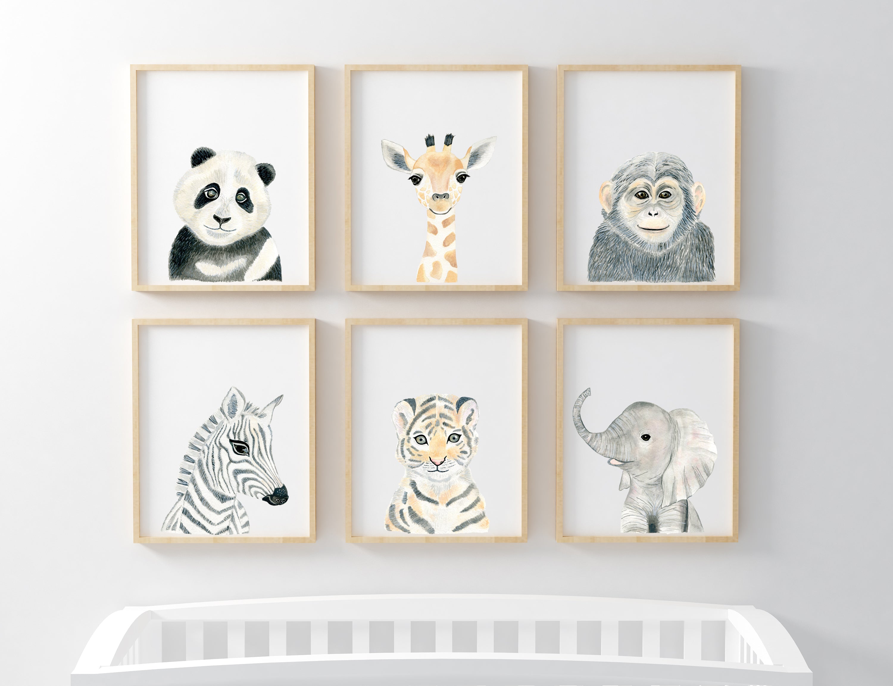 Set of 2 Safari Animals - Nursery Wall Art - The Small Art Project - Modern Nursery Prints