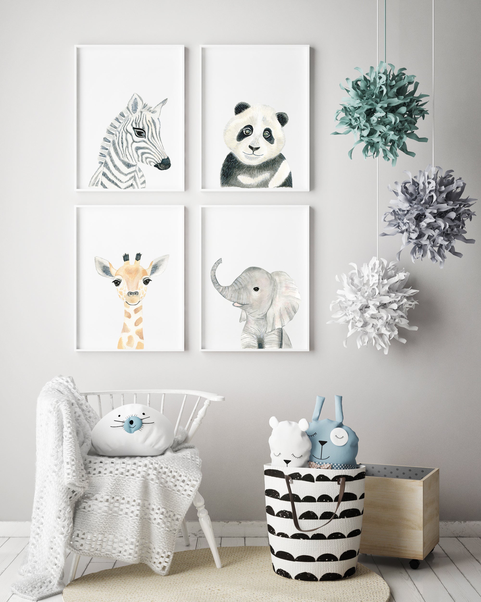 Baby Panda - Safari Animals Nursery - The Small Art Project - Modern Nursery Prints
