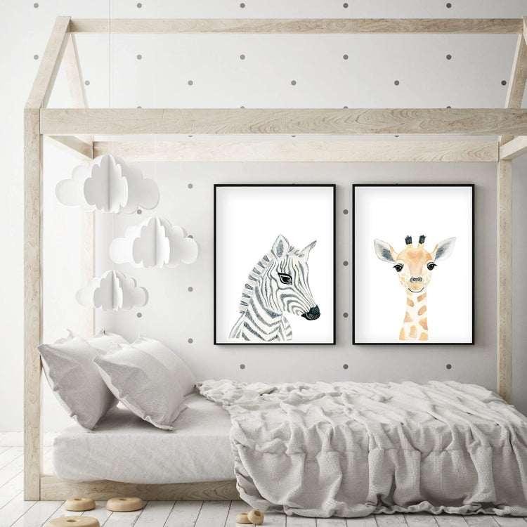 Set of 2 Safari Animals - Nursery Wall Art - The Small Art Project