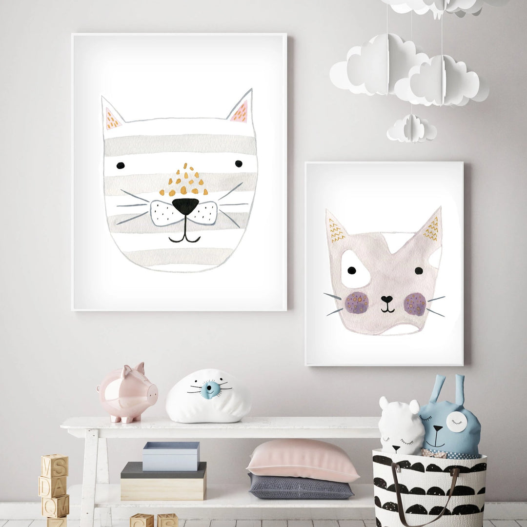 Grey Kitty - Cat Nursery Wall Art - The Small Art Project