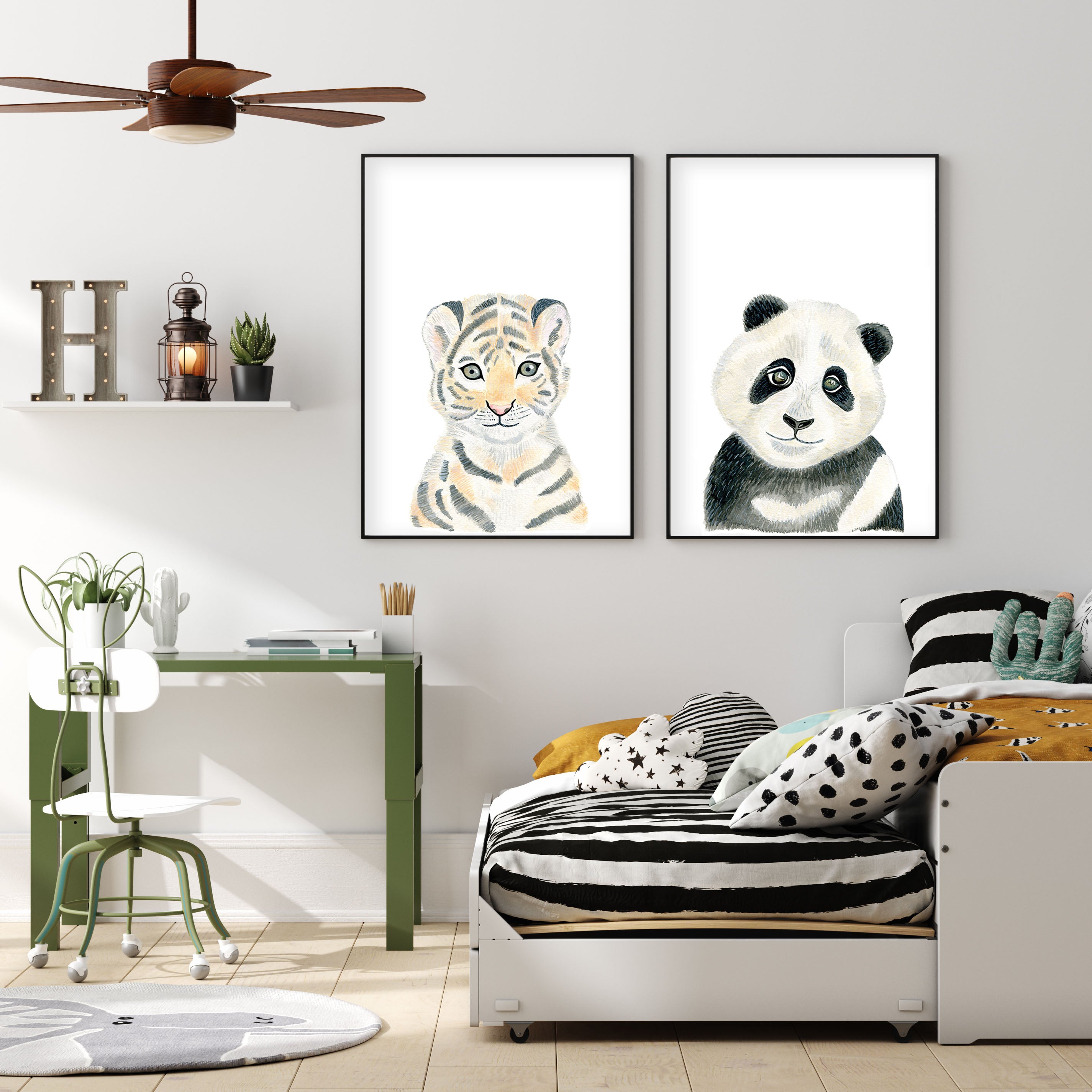 Baby Panda - Safari Animals Nursery - The Small Art Project