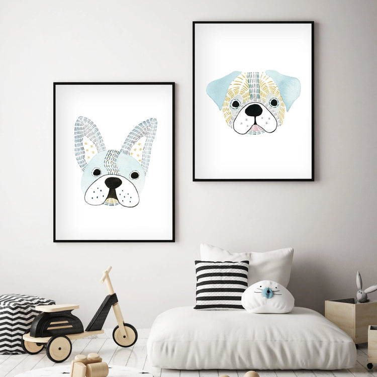 Set of 2 Dogs - Watercolor Nursery wall art - The Small Art Project