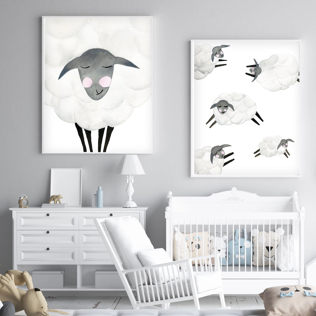Baby Sheep - Watercolor Nursery Wall Art - The Small Art Project