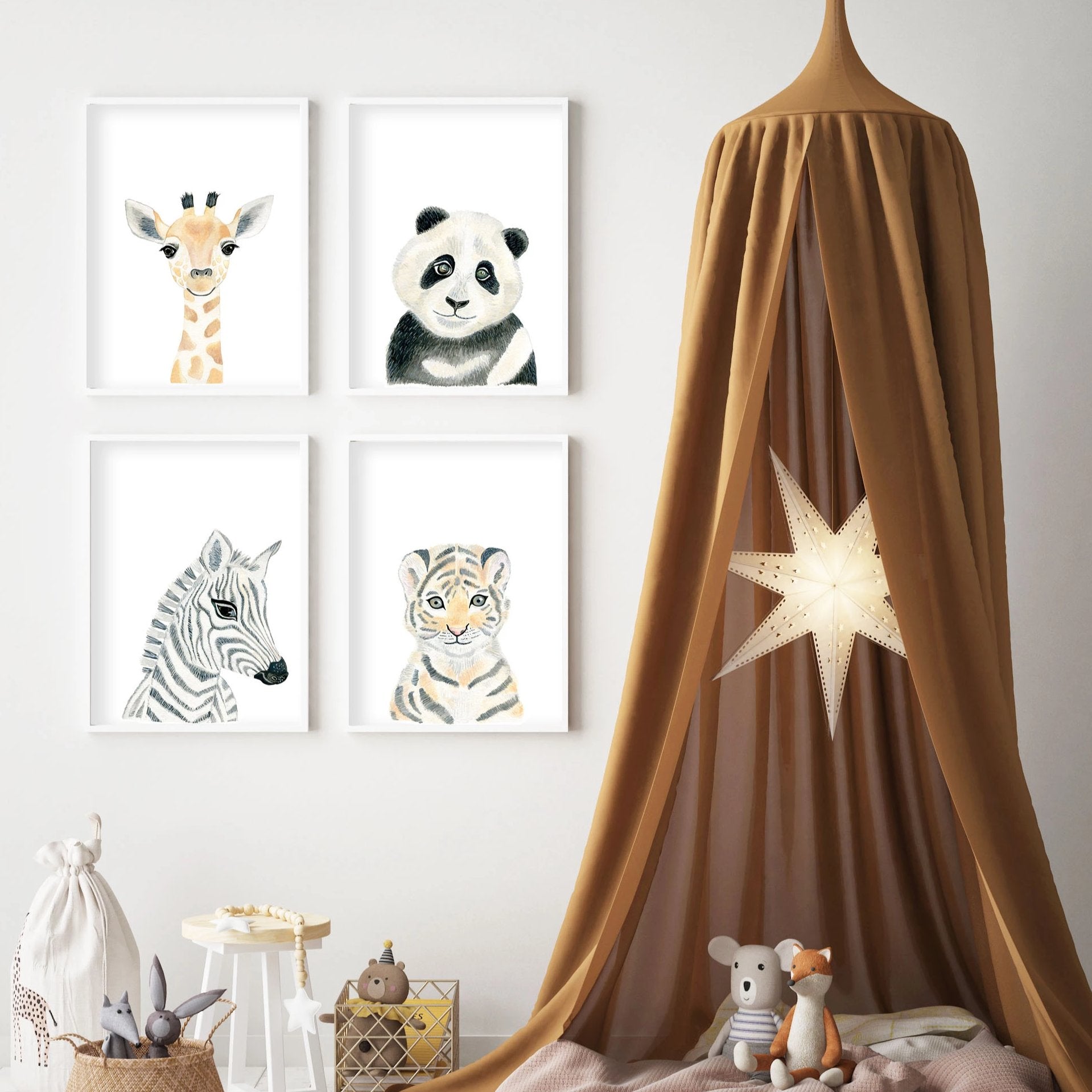 Baby Zebra - Safari Animals Nursery - The Small Art Project