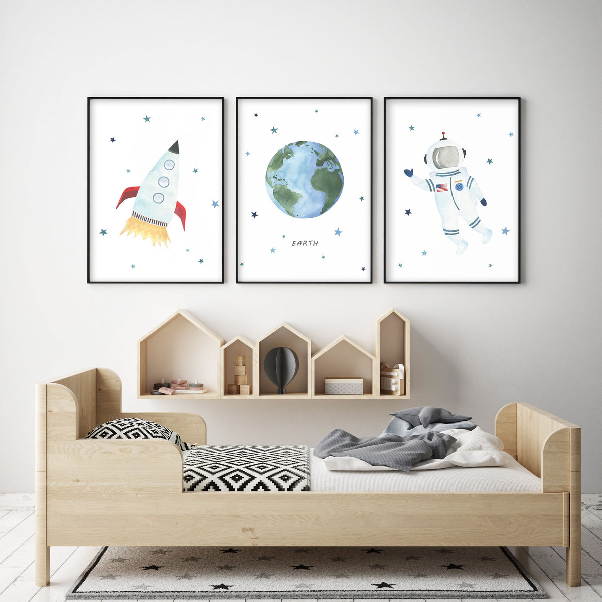 Set of 3 Outer Space Prints - Nursery Wall Art - The Small Art Project - Modern Nursery Prints