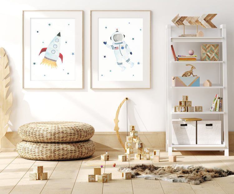 Rocket Ship Print - Outer Space Nursery - The Small Art Project - Modern Nursery Prints