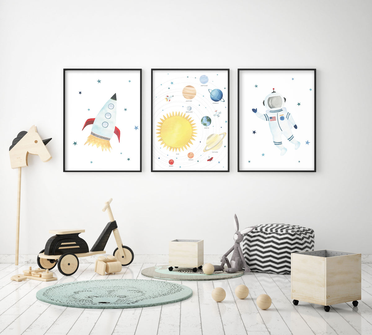 Set of 3 Outer Space Prints - Nursery Wall Art - The Small Art Project - Modern Nursery Prints