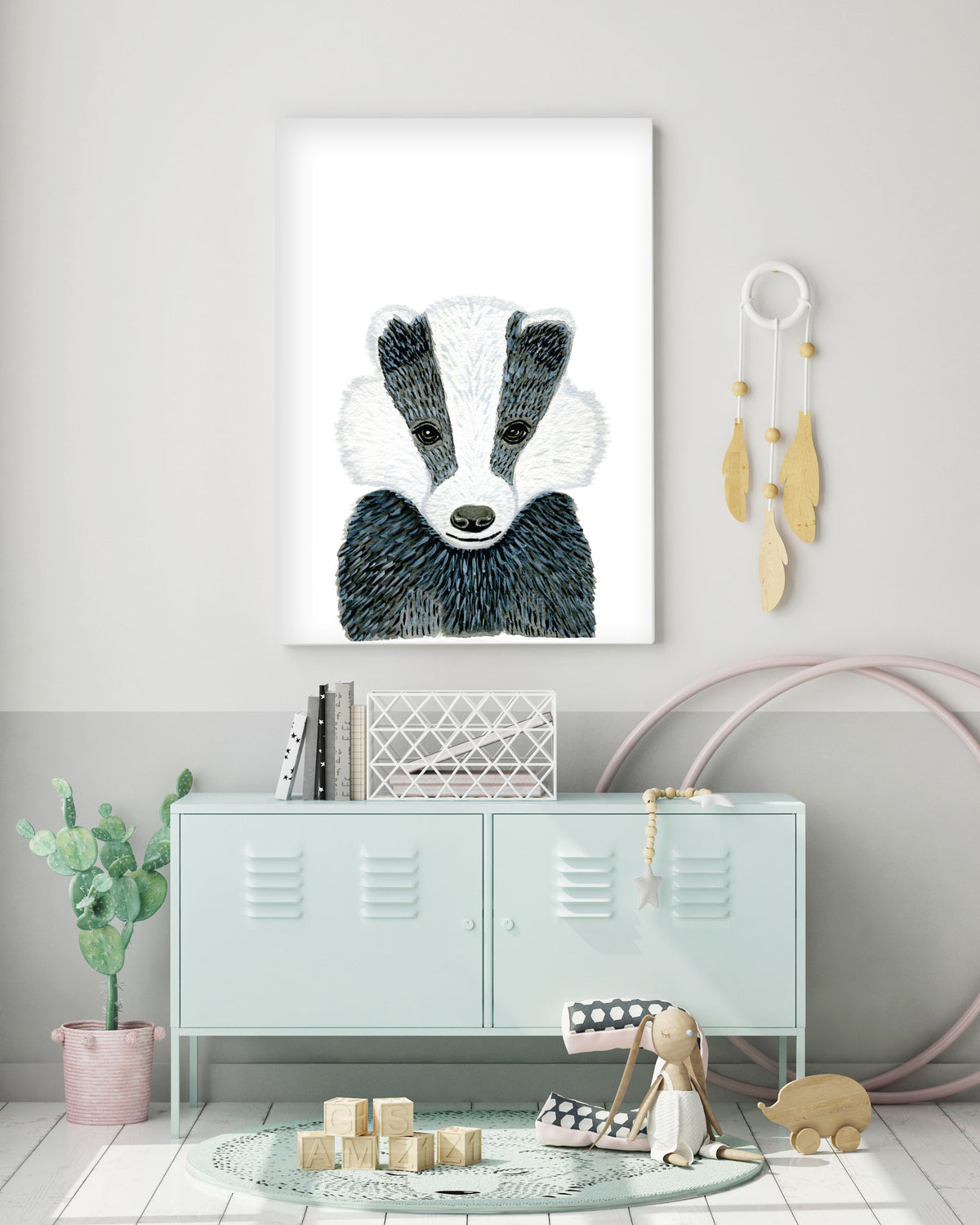 Baby Badger - Woodland Animals Nursery - The Small Art Project