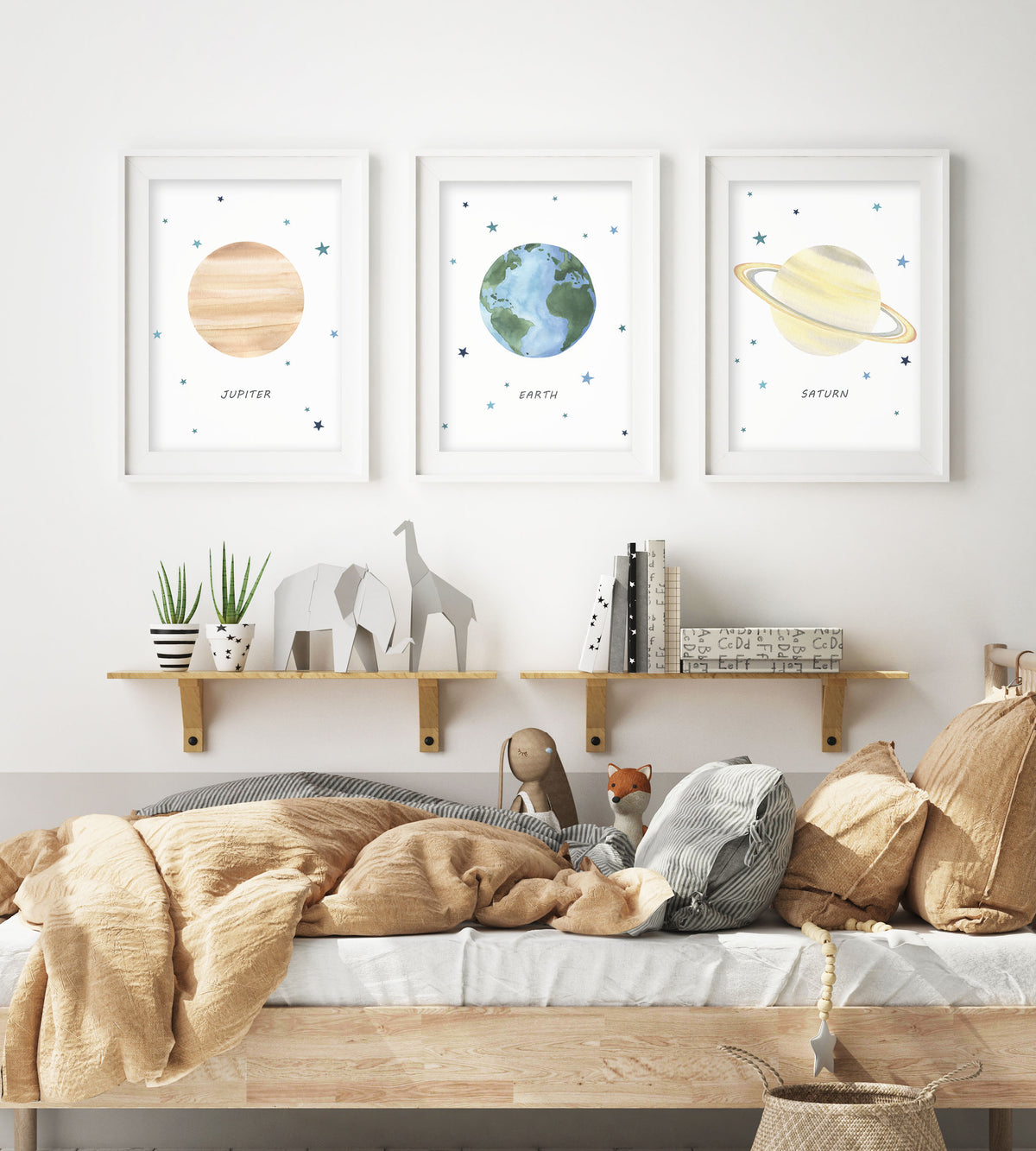 Set of 3 Outer Space Prints - Nursery Wall Art - The Small Art Project - Modern Nursery Prints