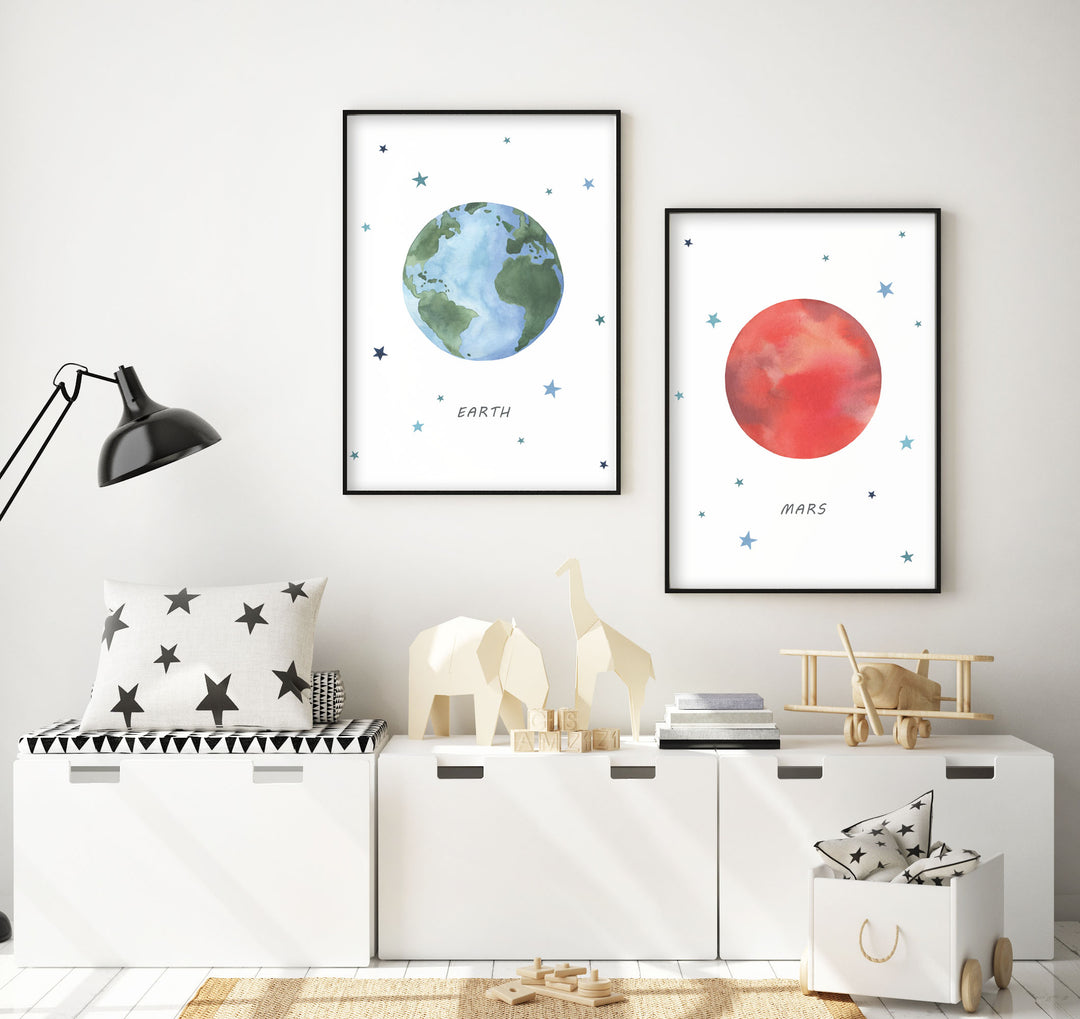 Planet Mars Print - Outer Space Nursery - The Small Art Project - Modern Nursery Prints