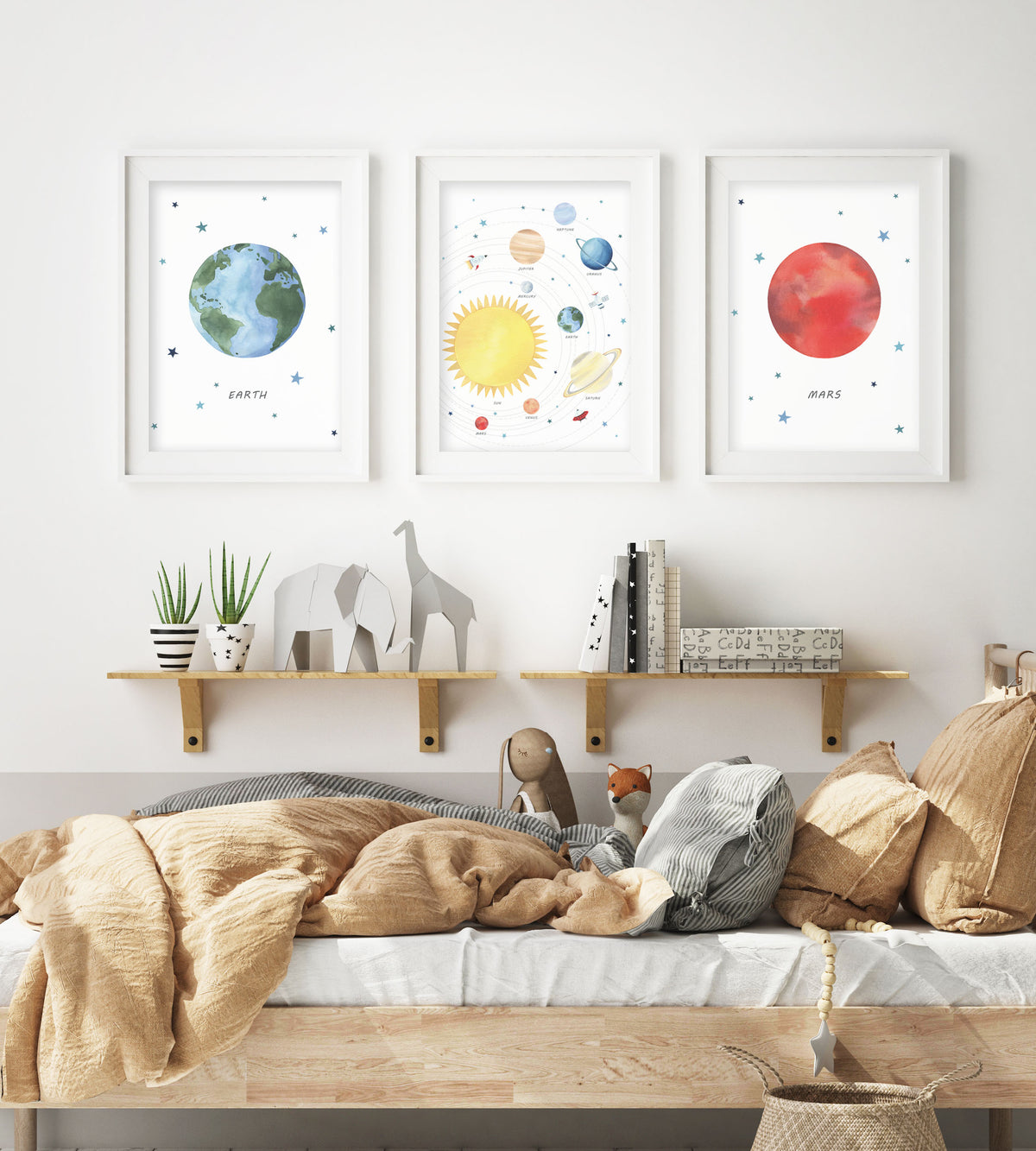 Set of 3 Outer Space Prints - Nursery Wall Art - The Small Art Project - Modern Nursery Prints