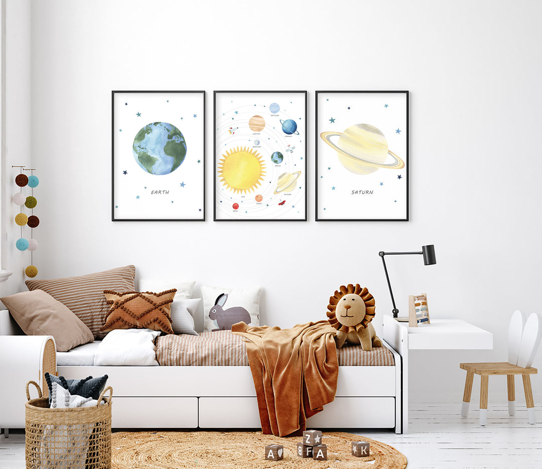 Planet Saturn Print - Outer Space Nursery - The Small Art Project - Modern Nursery Prints