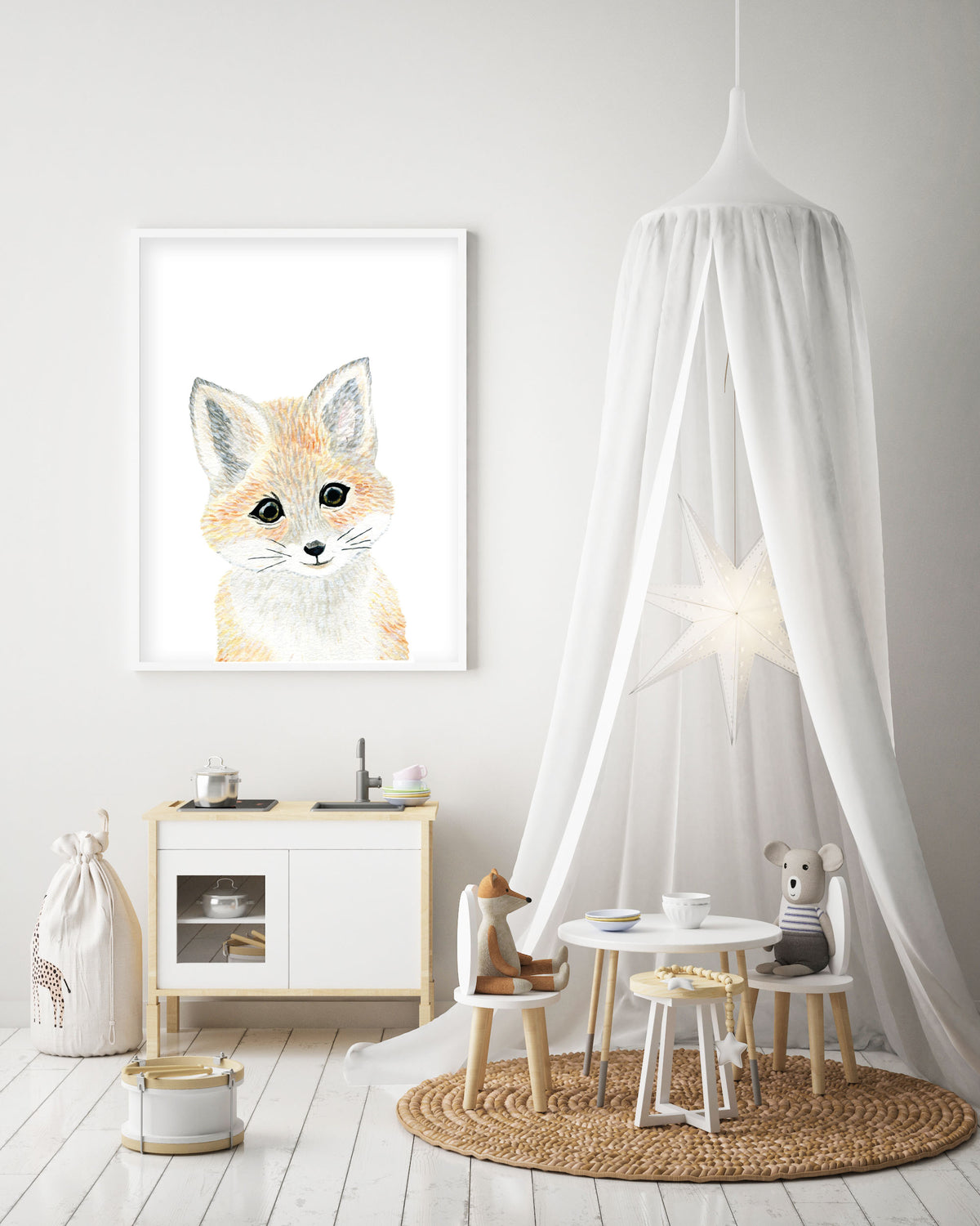 Baby Fox - Woodland Animals Nursery - The Small Art Project