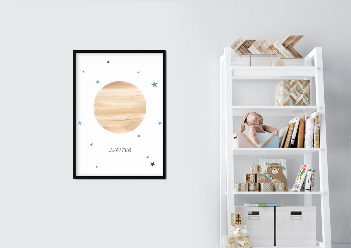 Set of 9 Outer Space Prints - Watercolor Nursery Wall Art - The Small Art Project - Modern Nursery Prints