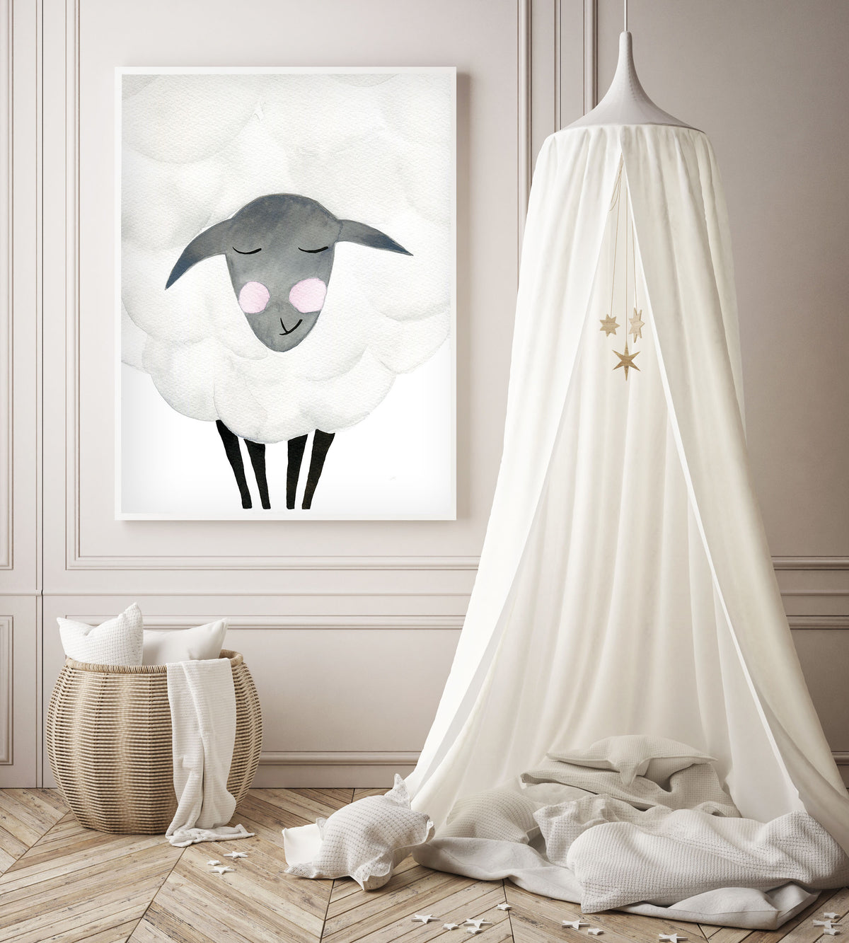 Mama Sheep - Watercolor Nursery wall art - The Small Art Project