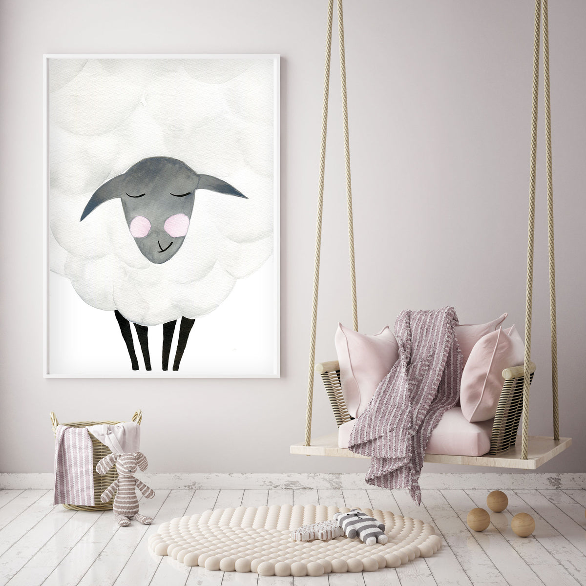 Mama Sheep - Watercolor Nursery wall art - The Small Art Project
