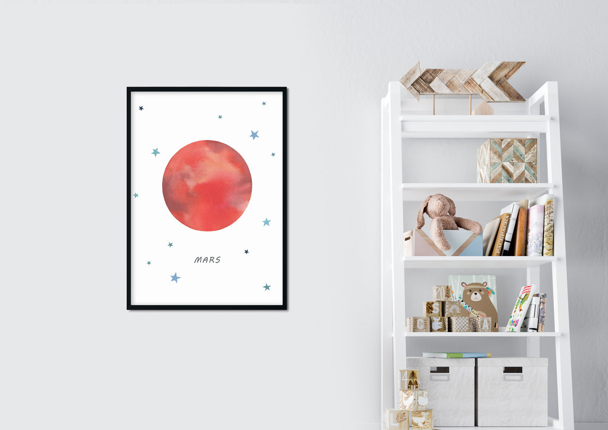 Set of 9 Outer Space Prints - Watercolor Nursery Wall Art - The Small Art Project - Modern Nursery Prints