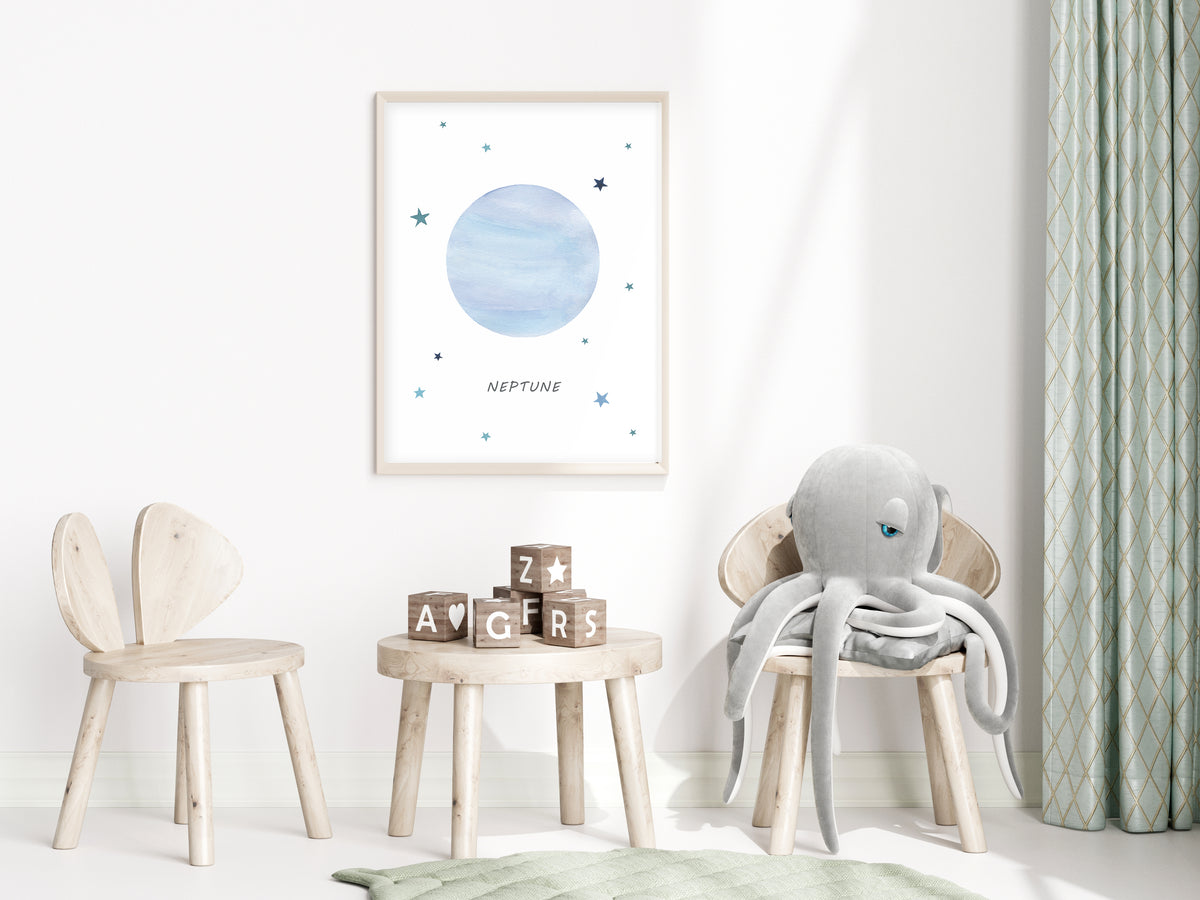 Set of 9 Outer Space Prints - Watercolor Nursery Wall Art - The Small Art Project - Modern Nursery Prints