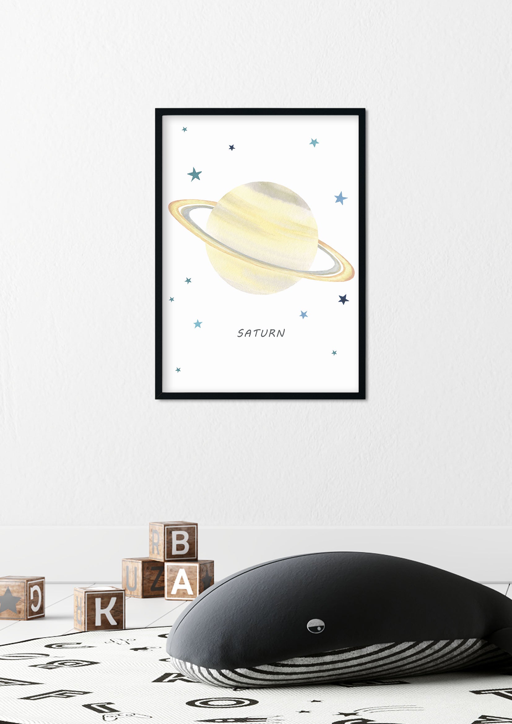 Planet Saturn Print - Outer Space Nursery - The Small Art Project - Modern Nursery Prints