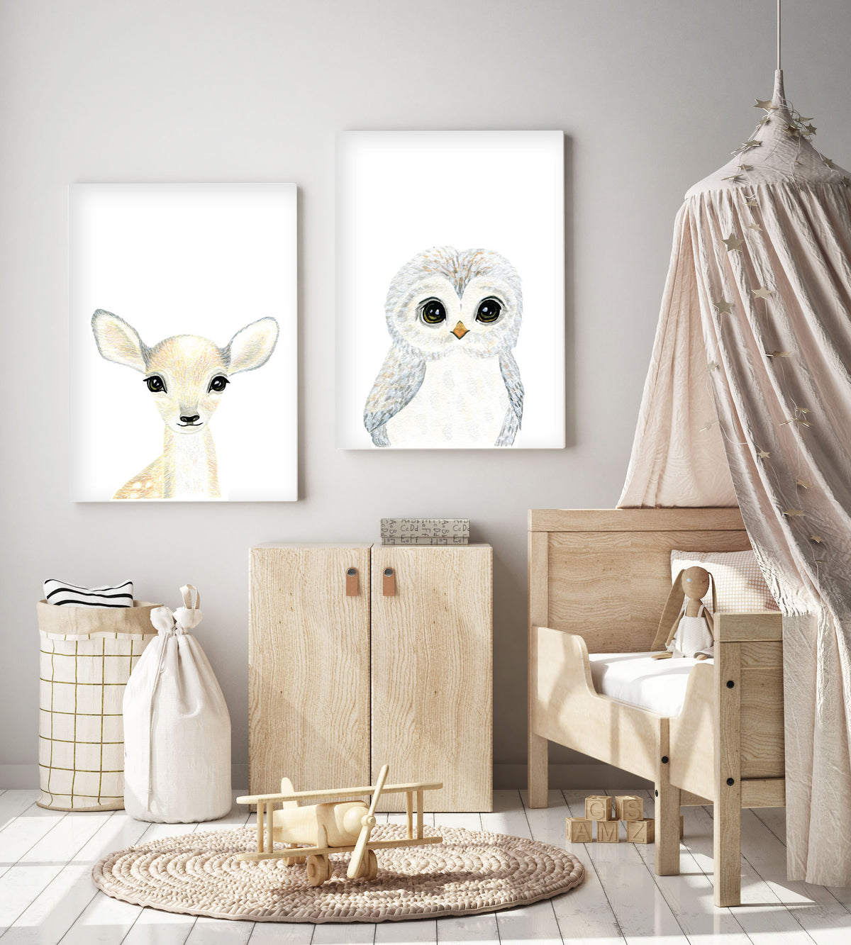 Baby Owl - Woodland Animals Nursery - The Small Art Project
