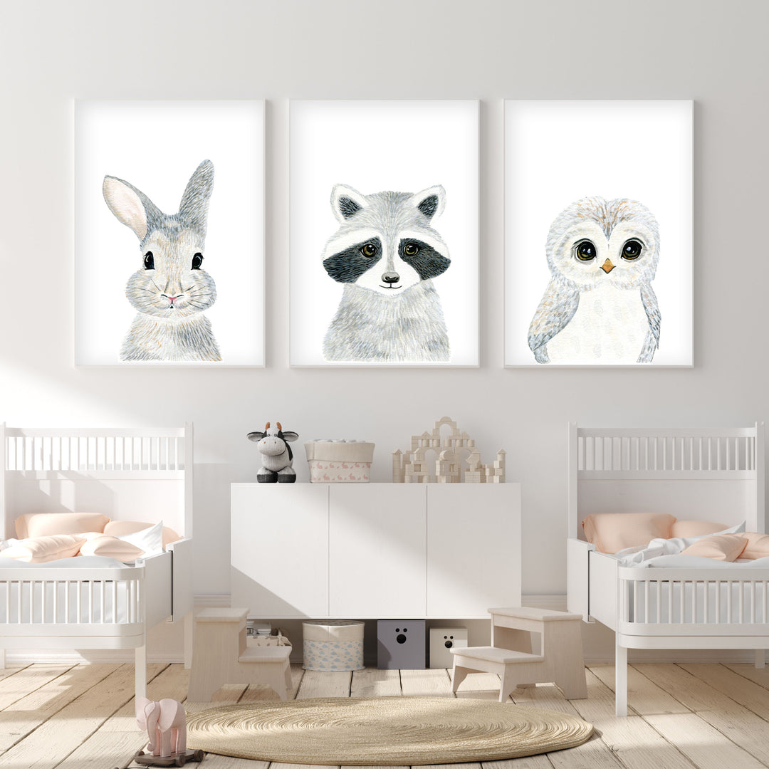 Baby Racoon - Woodland Animals Nursery - The Small Art Project