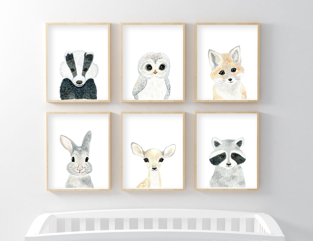 Baby Badger - Woodland Animals Nursery - The Small Art Project